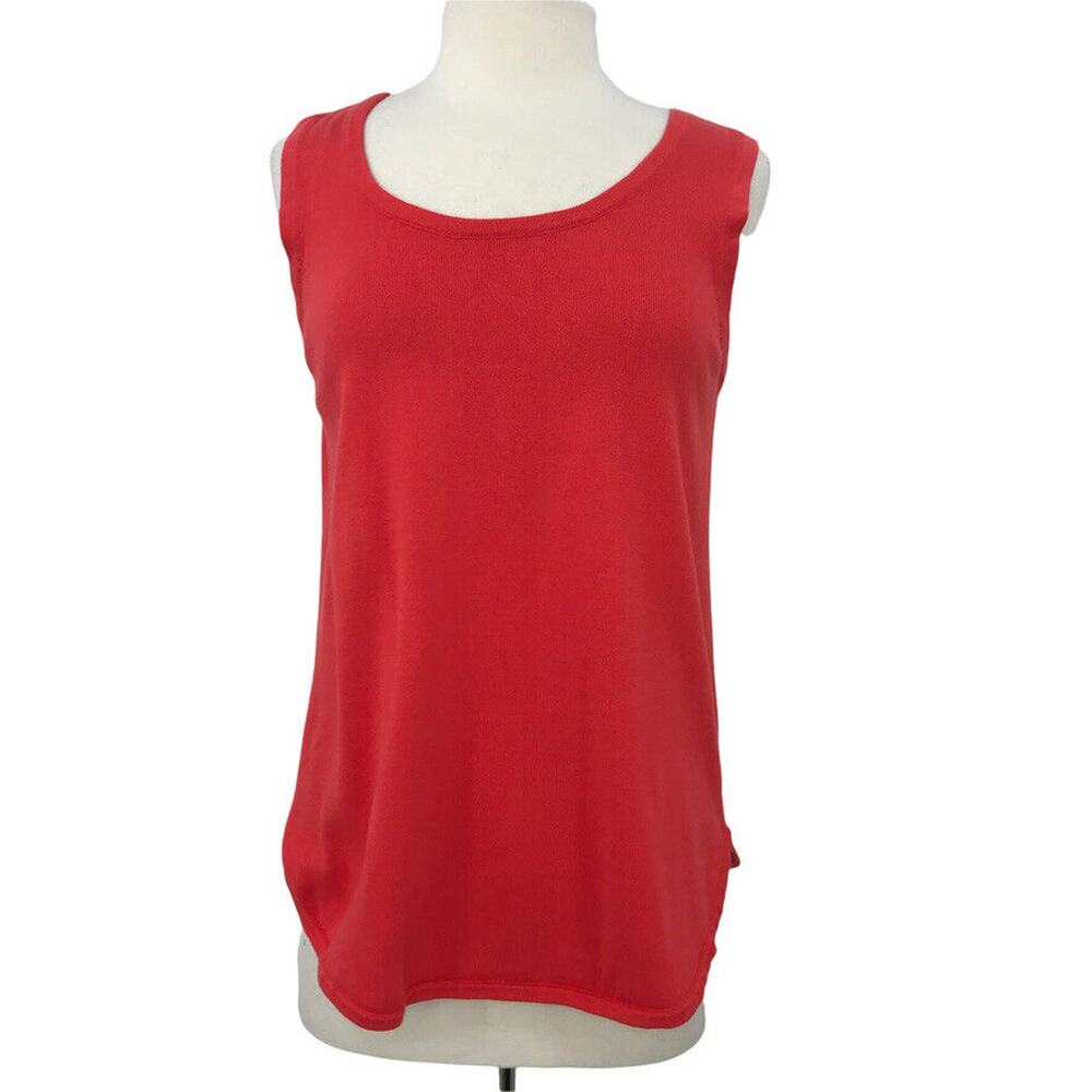 Jeanne Pierre Blouse Womens Large Pink Sleeveless Knit Scoop Neck Top Cotton
